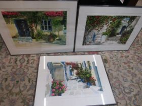 set 3 limited edition prints of European houses, pencil signed in margin 82x66cm