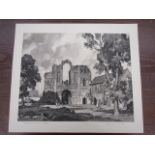 Leonard Russell Squirrell print of Castle Acre Priory 33x28cm