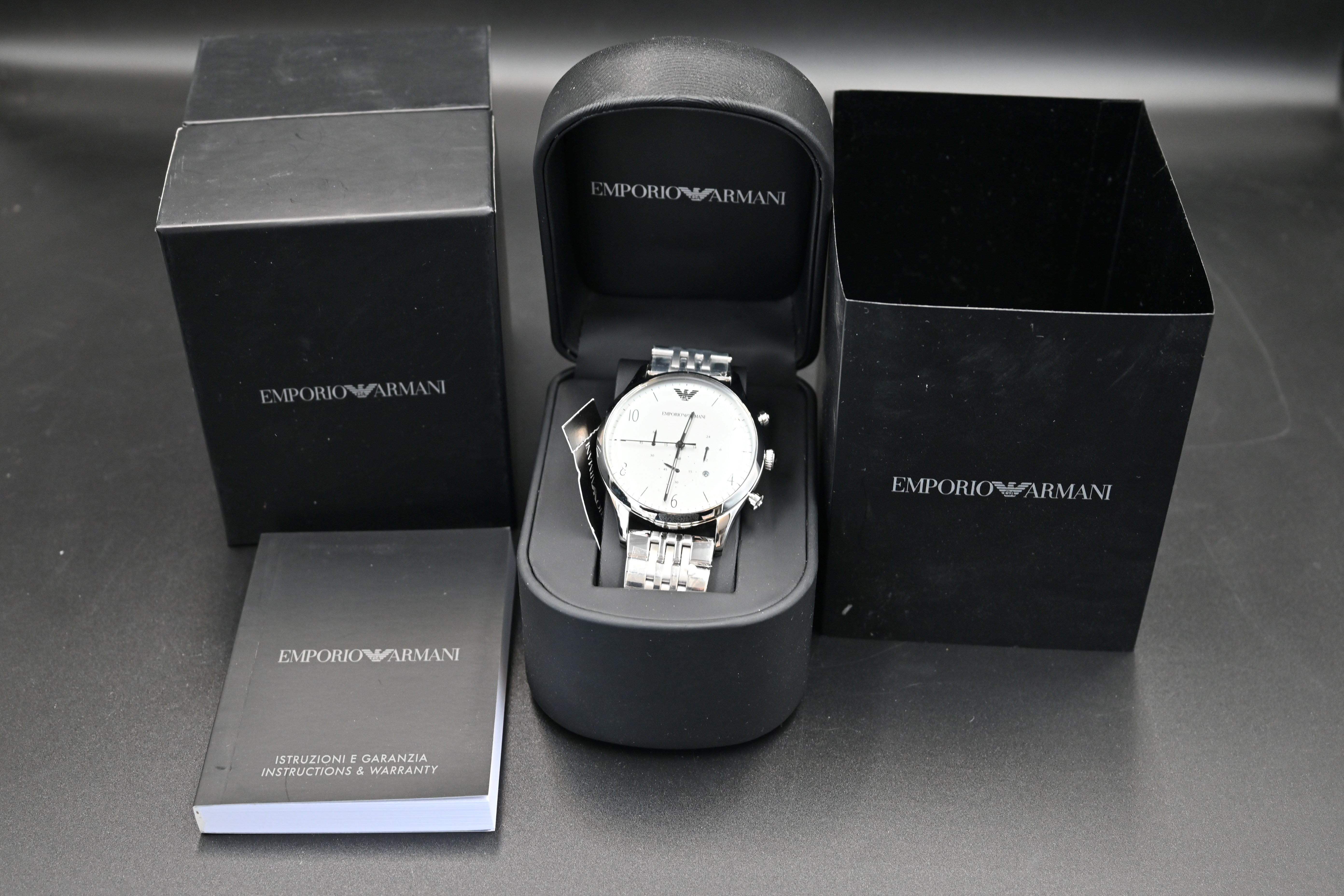 2 Emporio Armani mens watches to include AR1879 steel chronograph watch and AR1866 quartz watch with - Image 2 of 6