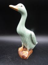 A Chinese Celadon ceramic duck with stamp to base 20cmH
