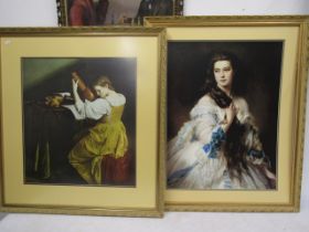 2 large Renaissance prints largest 82x102cm one has no glazing