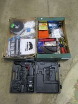 2 Crates of tools, cordless drill and 3D printing filament etc