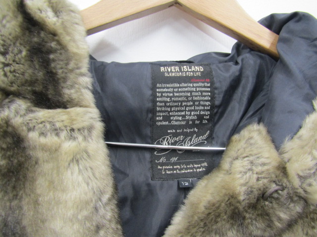River Island hooded fur coat size 12 - Bild 2 aus 4