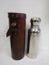 A vintage gents travelling flask with leather case