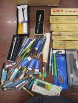 Quantity pens, pencils, boxes lead etc