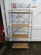 4 tier metal and wicker shelving unit 185x83cm