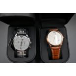 2 Emporio Armani mens watches to include AR1879 steel chronograph watch and AR1866 quartz watch with