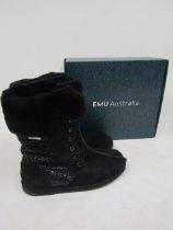 Emu black calf length boots size 6