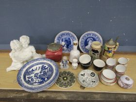 Mixed china to include commemorative plates and beer steins etc