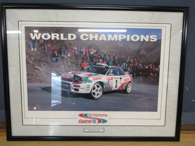Toyota/Castrol World Championship print with dedication 70x54cm framed and glazed
