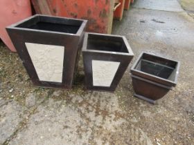 3 metal square plant pots