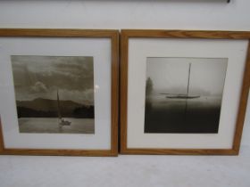 2 framed photo's- On The Mooring and Upper St Regis Lake 59x59cm