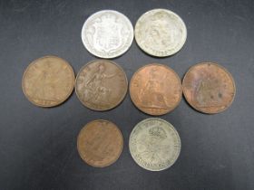 Coinage- Geo V half crowns- 1918/1920 and pennies and 2 /-
