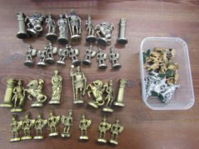 2 Oriental brass chess sets