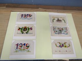 3 Postcard albums to include WW1 embroidered silk sweetheart postcards