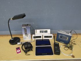 Electronics to include Apple ipod, AKG Acoustics microphone, 1980's Binatone Walkman with headphones