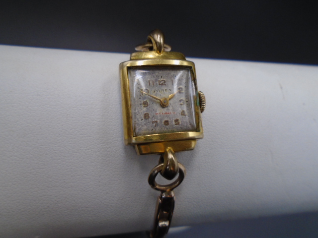 A ladies 'Parex' automatic watch, with a 9ct rose gold expanding bracelet strap (marked 9ct on
