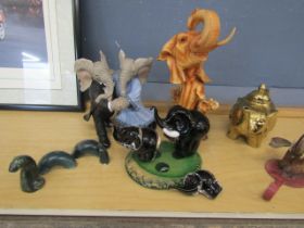 Various elephant figurines inc Kings Lynn crystal glass figurine a/f