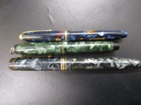 3 Conway Stuart 14k nib fountain pens 'Dinkie 550' '388' and 'Astura'  (Astura has slight damage