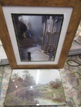 photo Ledbury Church lane and a vintage print in glass frame