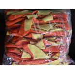 9 pairs of Orange Builders Grip Gloves with Latex Palm Coating