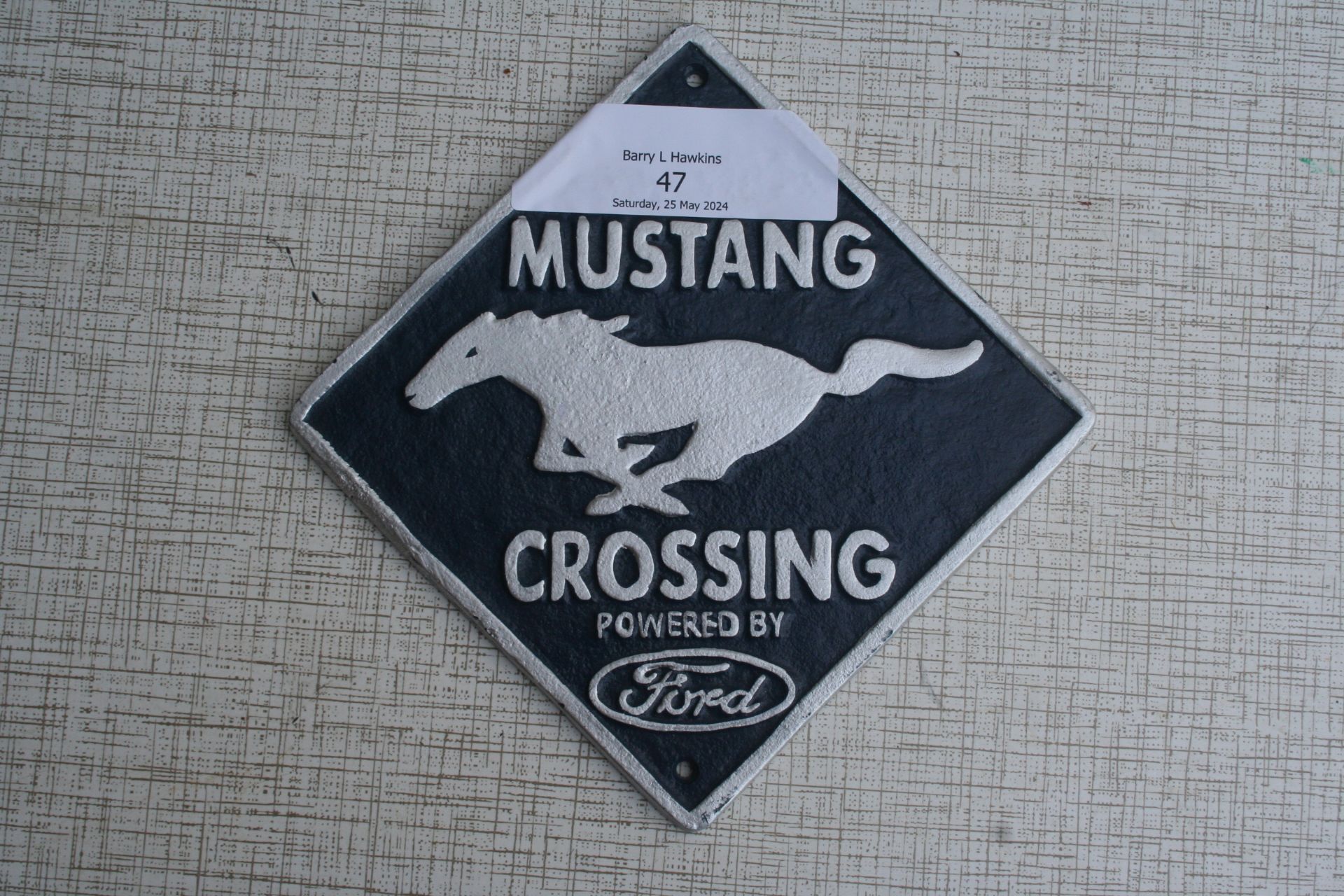 Mustang crossing plaque