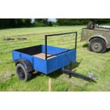 2 wheel car trailer, steel sides, front and back, good floor, side hooks, good tyres (heavy duty),