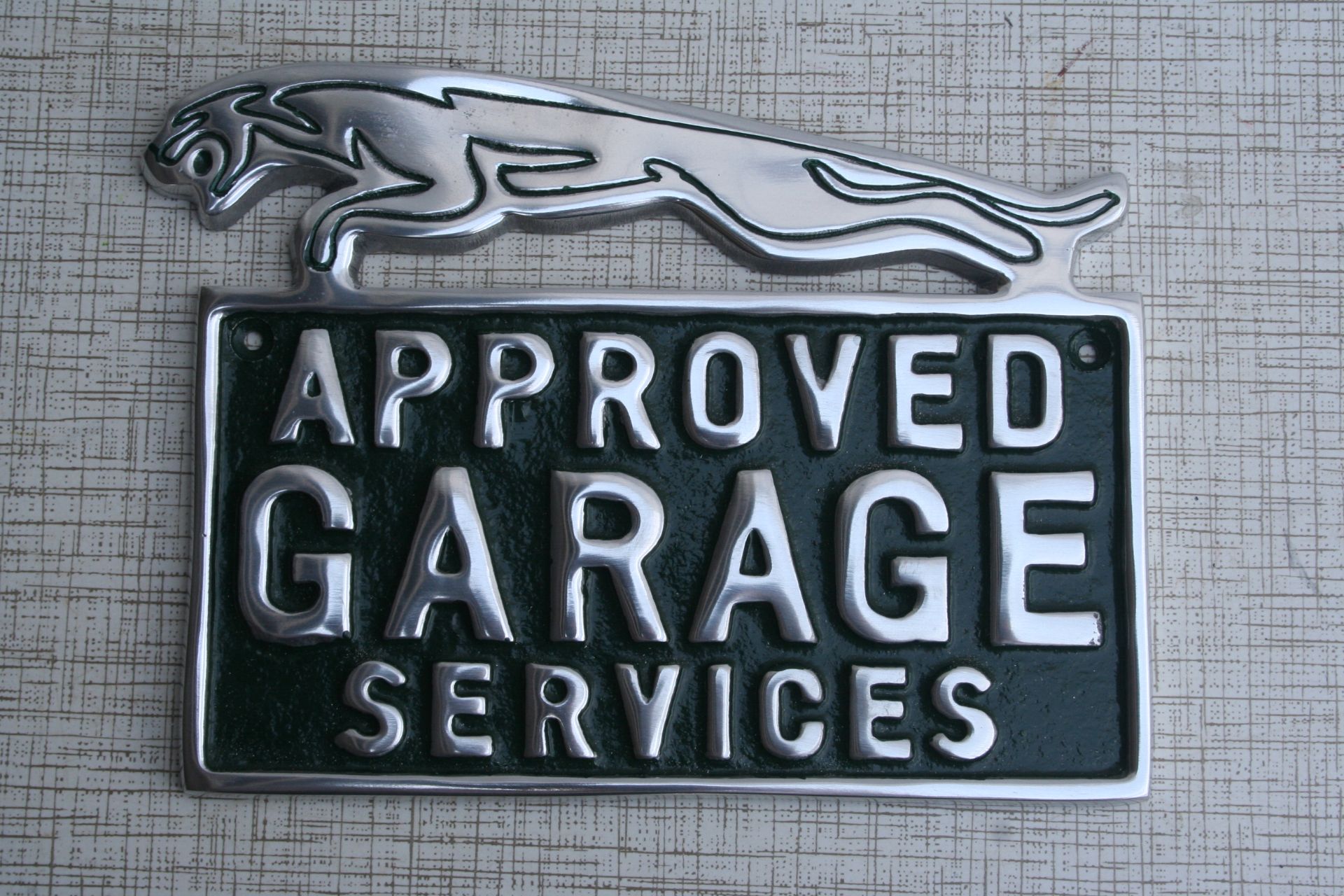 Jaguar approved garage plaque