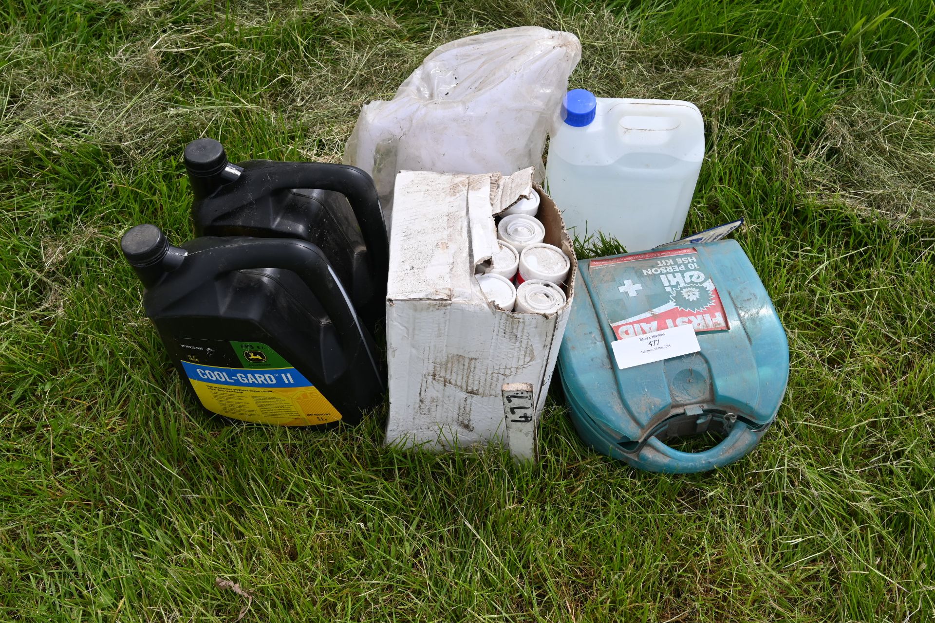 Oil, grease cartridges and oil jug
