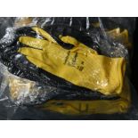 12 pairs of yellow and black nitrile coated gloves