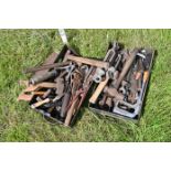 Two trays of spanners & hammers