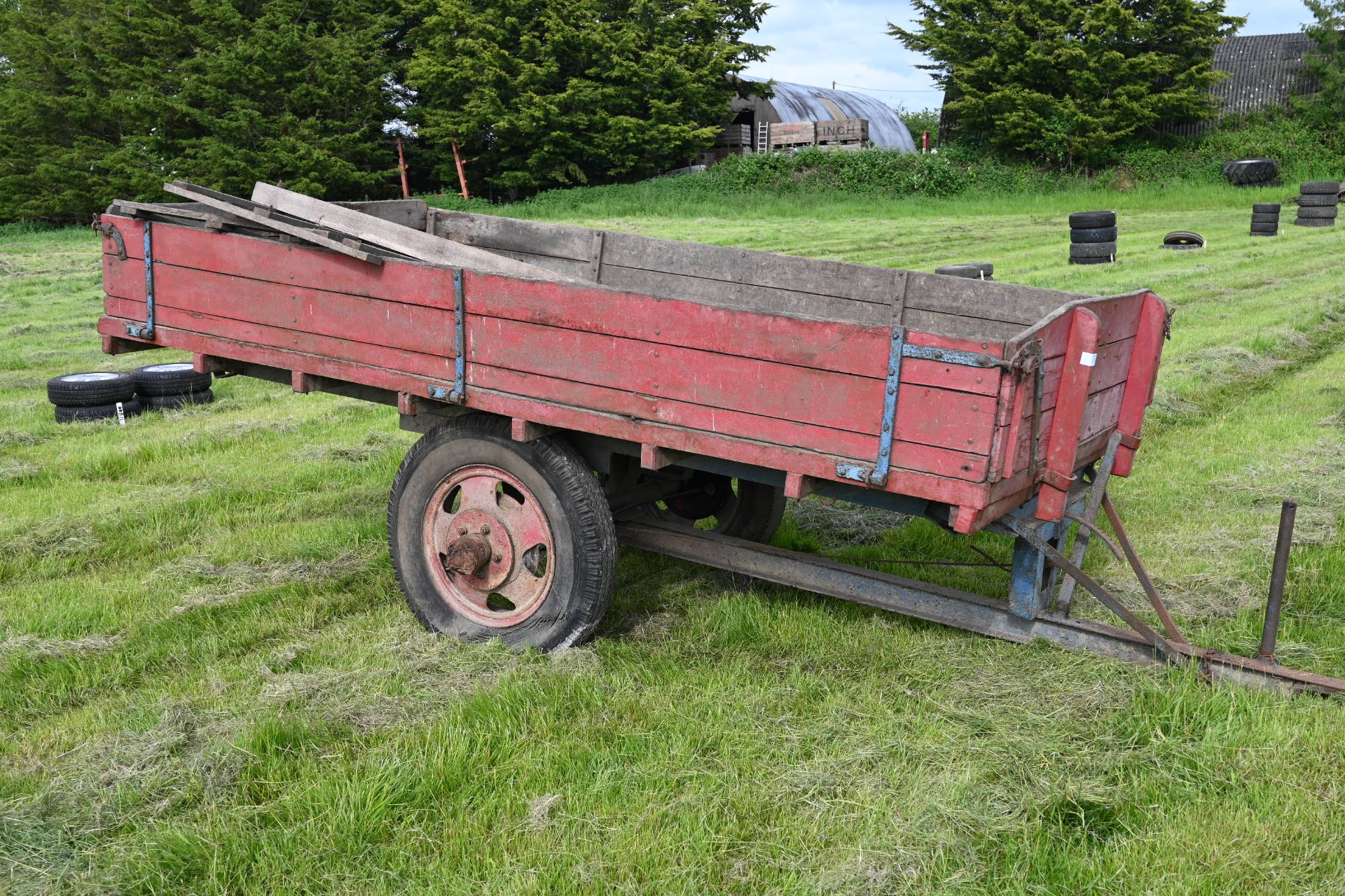 Single axle wooden trailer