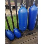 2 large and 2 small blue anchor marine fenders