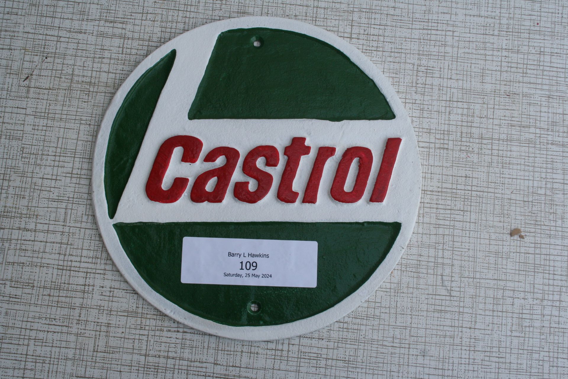 Aluminium Castrol plaque