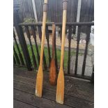 Pair of plastimo 6 ft oars and one tradional canoe paddle.