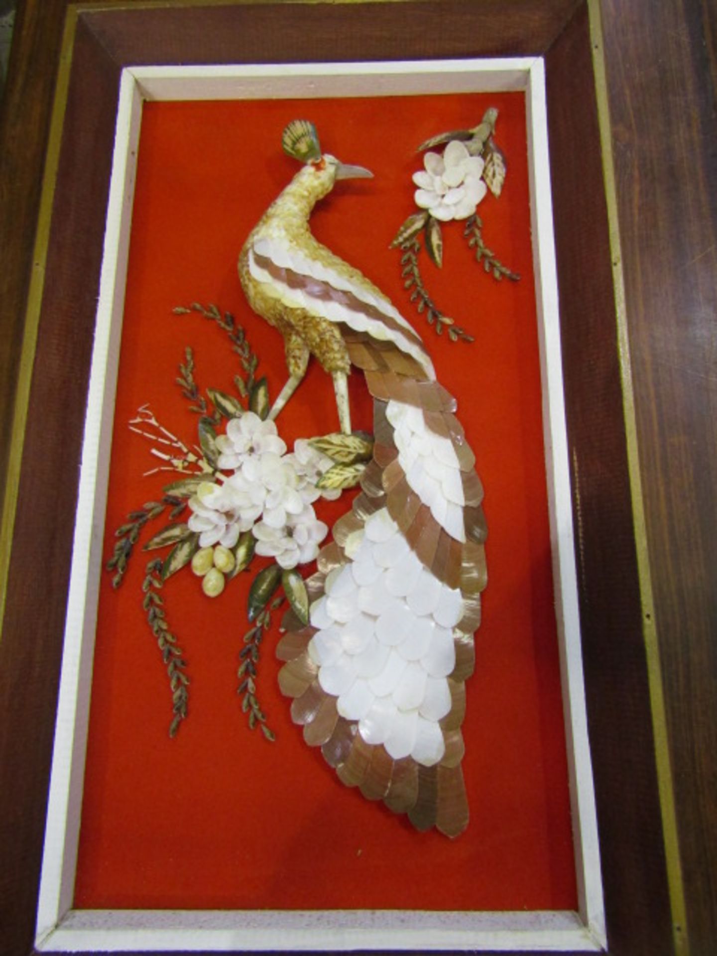 a quantity of pictures inc shell bird, dried flower display etc and a tiled tray - Image 2 of 7