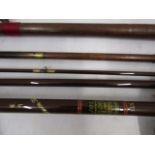 Hardy's Jet 1960's 3 piece salmon rod 12'5" and a handmade wooden vintage rod