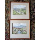 2 Bertram Morrish landscape watercolours, both signed, framed and glazed 27cm x 29cm approx