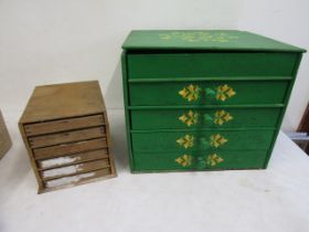 Painted drawers and small drawers with compartments