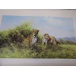 David Shepherd ltd edition silk screen 'Leopards' pencil titled and signed in margin 7/350 with cert