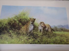 David Shepherd ltd edition silk screen 'Leopards' pencil titled and signed in margin 7/350 with cert