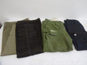 2 pairs men's moleskin trousers and 38" waist (unworn) Hucklecote green tweed breeks 42" waist and 1