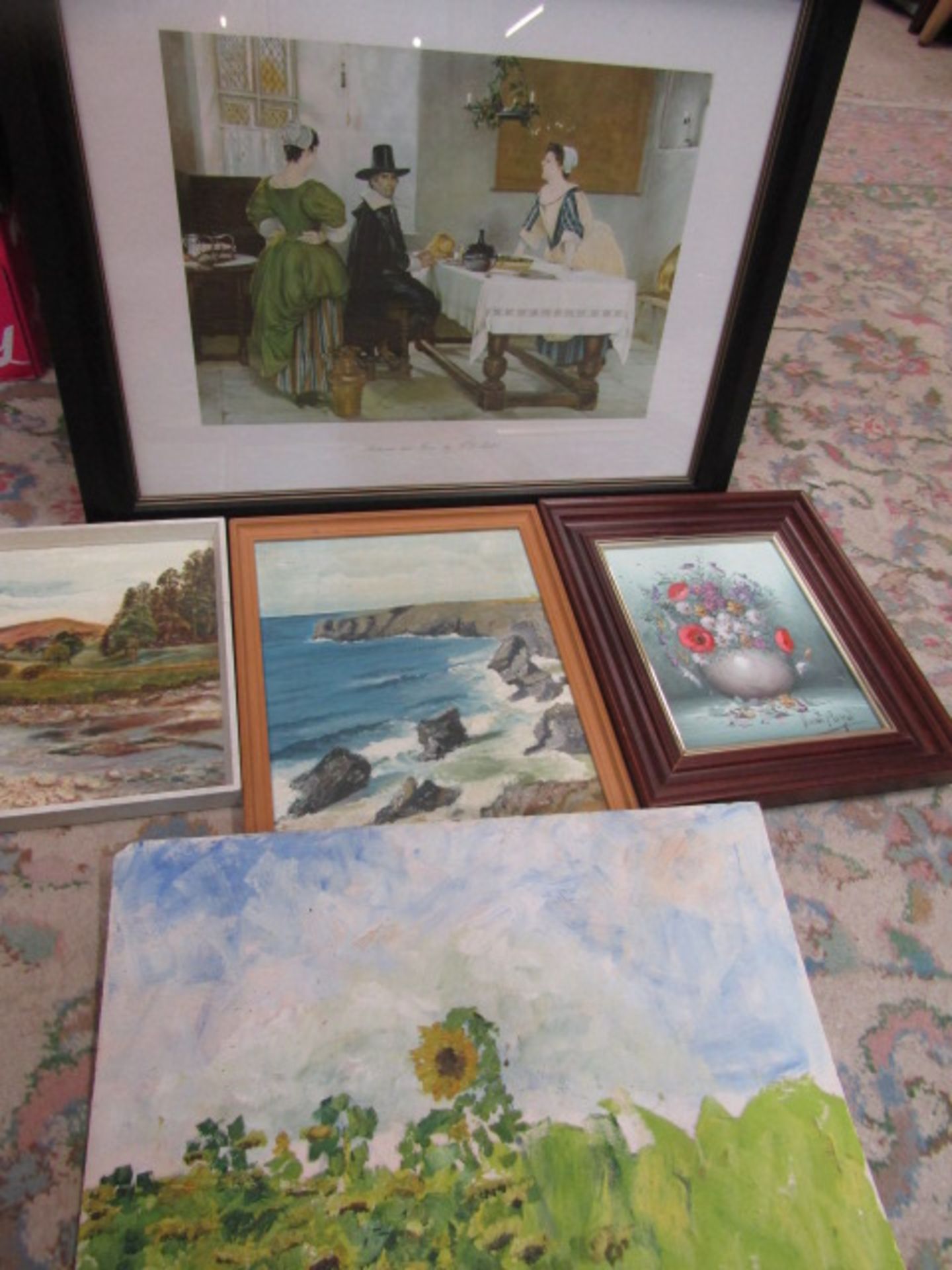 4 signed oil paintings and a print