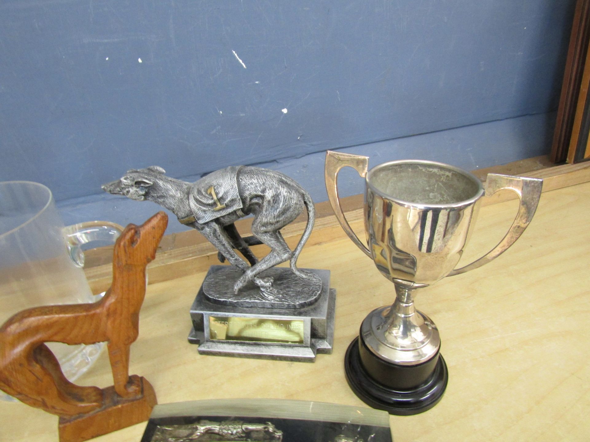 Greyhound trophies, glass clock and tankard etc - Image 5 of 5