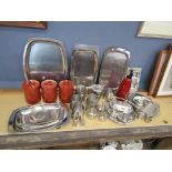 Stainless steel trays, cups and soda siphon etc