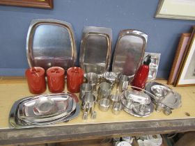 Stainless steel trays, cups and soda siphon etc