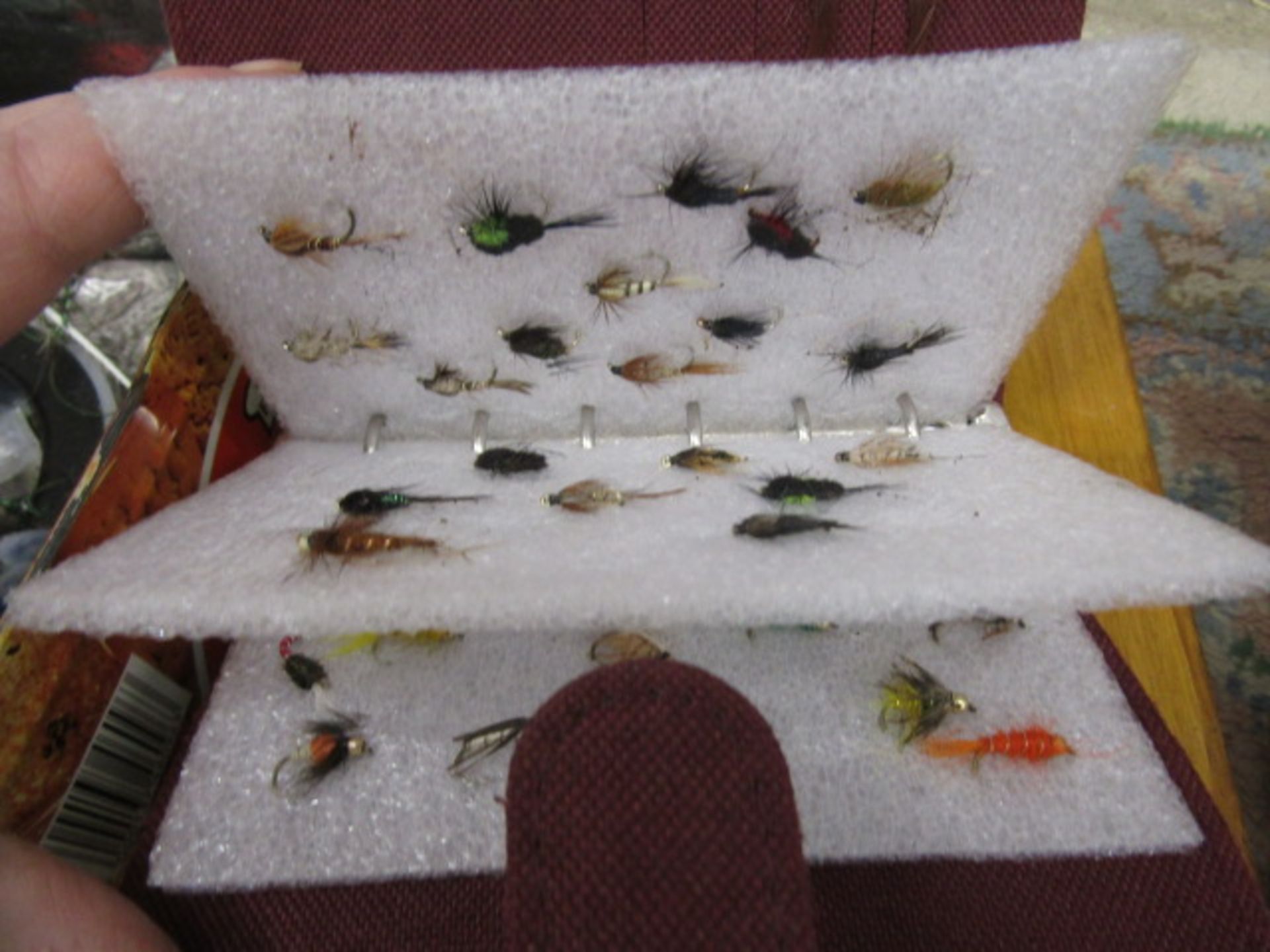 Fly fishing lot- hand tied flies and materials for making fly's, a book and various other related - Image 7 of 12