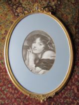 Print in ornate oval gilt frame 60cm x 82cm approx