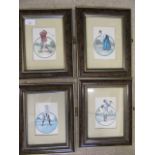 4 golfing prints, framed and glazed
