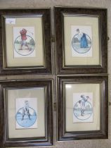 4 golfing prints, framed and glazed